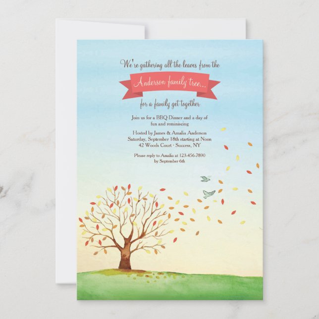 Gathering Leaves Family Reunion Invitation (Front)