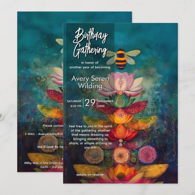 Gathering Light | Bee Design Invitation (Front/Back)