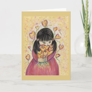 Gathering Love Hearts Art Greeting Note Cards