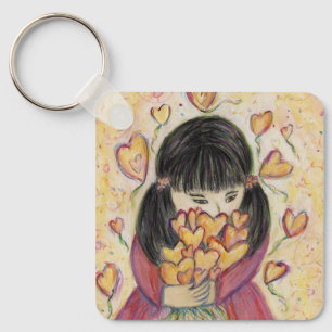 Gathering Love Hearts Art Inspirational Keychain
