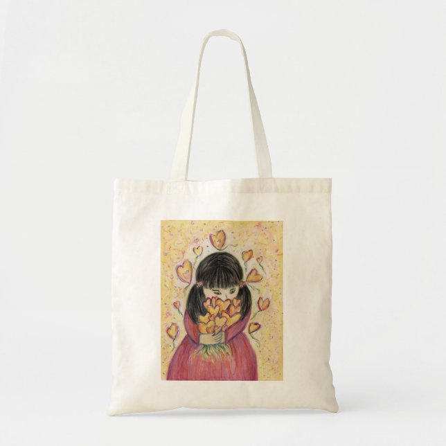 Gathering Love Hearts Art Inspirational Tote Bags (Front)