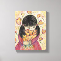 Gathering Love Hearts Painting Canvas Art Print