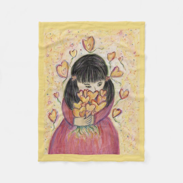 Gathering Love Hearts Soft Fleece Baby Blanket (Front)