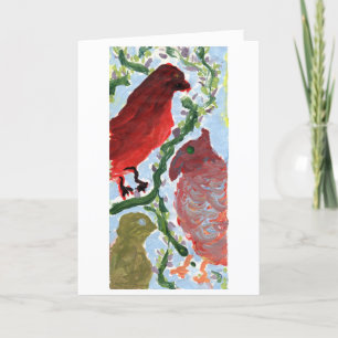 Gathering of cardinals (?) note card (greeting)