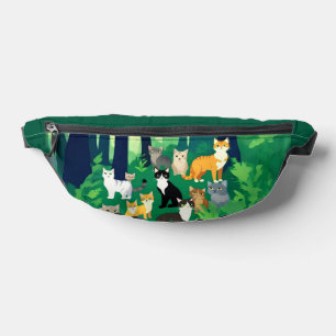 Gathering of Cats in a Shady Forest Glade Bum Bags