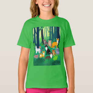 Gathering of Cats in a Shady Forest Glade T-Shirt