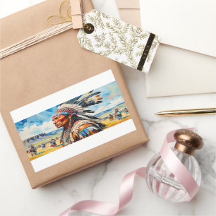 GATHERING ON THE PLAINS RECTANGULAR STICKER