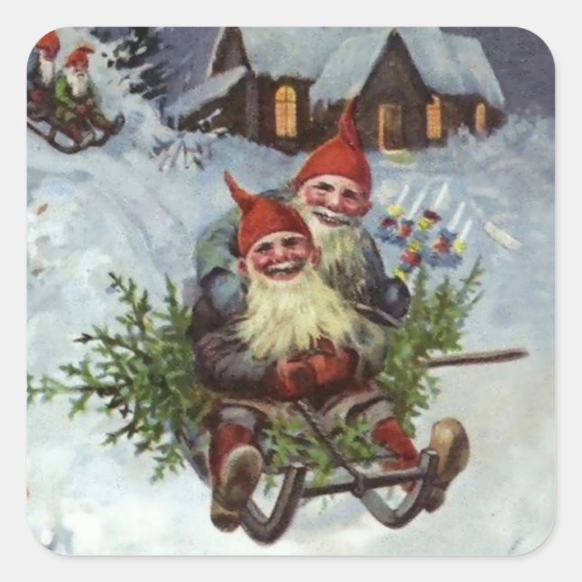 “Gathering Pine Boughs” by Jenny Nystrom Square Sticker (Front)