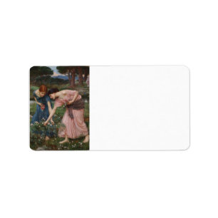 Gathering Rosebuds by John William Waterhouse Label