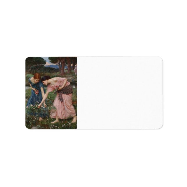 Gathering Rosebuds by John William Waterhouse Label (Front)