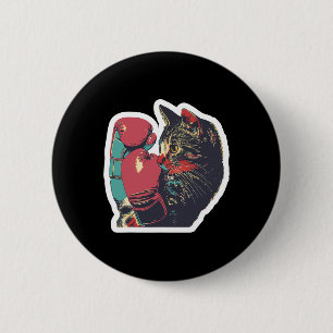 Gatito De Boxeo Cool Boxer Cat Boxing Gloves And C 6 Cm Round Badge
