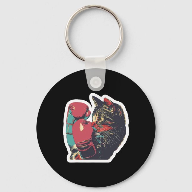 Gatito De Boxeo Cool Boxer Cat Boxing Gloves And C Key Ring (Front)