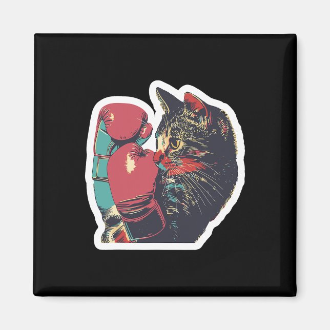 Gatito De Boxeo Cool Boxer Cat Boxing Gloves And C Magnet (Front)