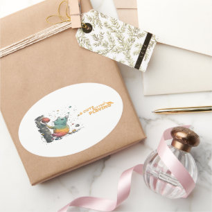 Gatito Travieso Oval Sticker