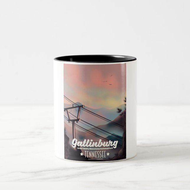 Gatlinburg Great Smoky Mountains Tennessee Two-Tone Coffee Mug (Center)