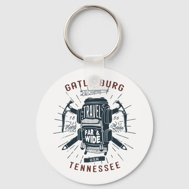Gatlinburg Tennessee Backpack Gear Retro Travel Key Ring (Front)