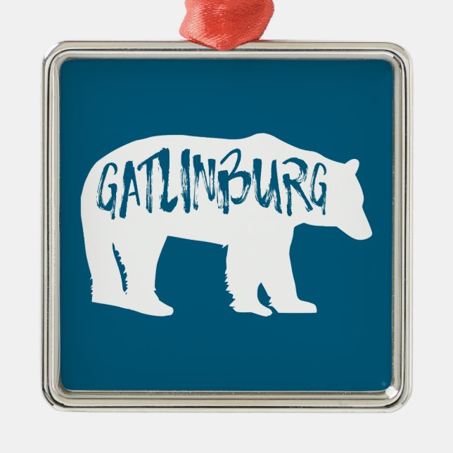 Gatlinburg Tennessee Bear Metal Tree Decoration (Front)