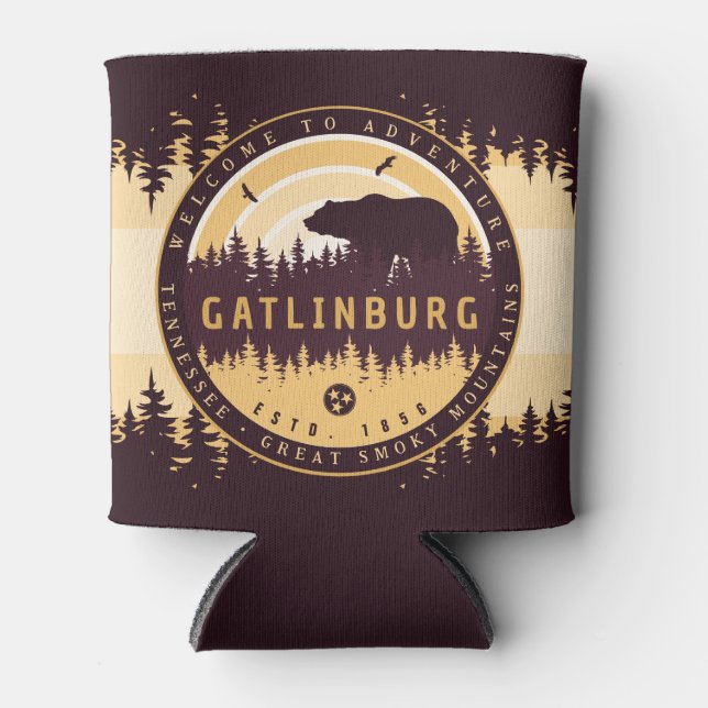 Gatlinburg Tennessee Bear Pine Trees Nature Can Cooler (Front)