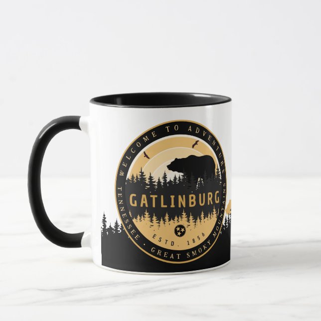 Gatlinburg Tennessee Bear Pine Trees Nature Mug (Left)