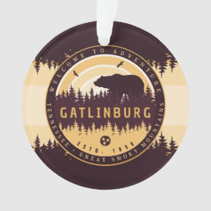 Gatlinburg Tennessee Bear Pine Trees Nature Ornament