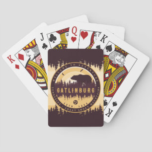 Gatlinburg Tennessee Bear Pine Trees Nature Playing Cards