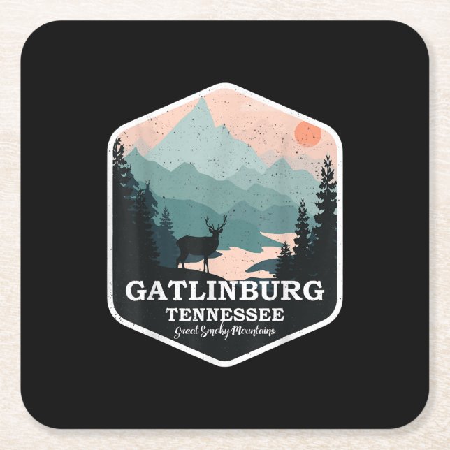 Gatlinburg Tennessee Great Smoky Mountains Hiking Square Paper Coaster (Front)