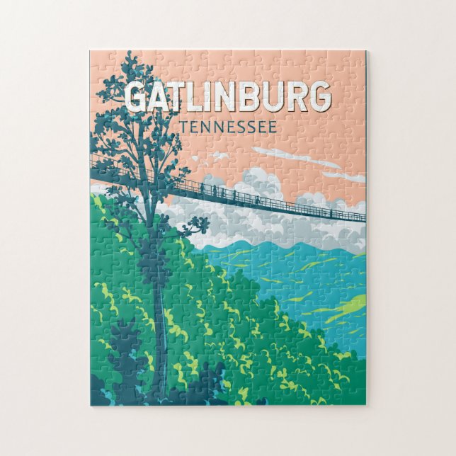 Gatlinburg Tennessee Illustration Travel Art Jigsaw Puzzle (Vertical)