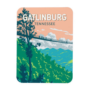 Gatlinburg Tennessee Illustration Travel Art Magnet