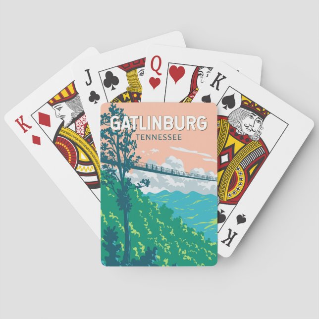 Gatlinburg Tennessee Illustration Travel Art Playing Cards (Back)