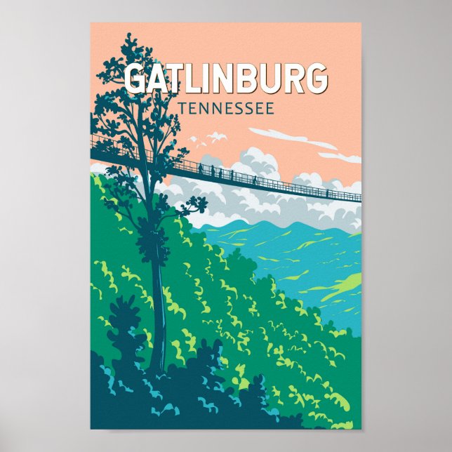 Gatlinburg Tennessee Illustration Travel Art Poster (Front)