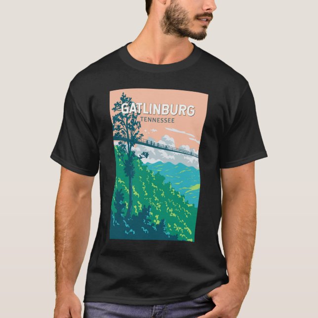 Gatlinburg Tennessee Illustration Travel Art T-Shirt (Front)