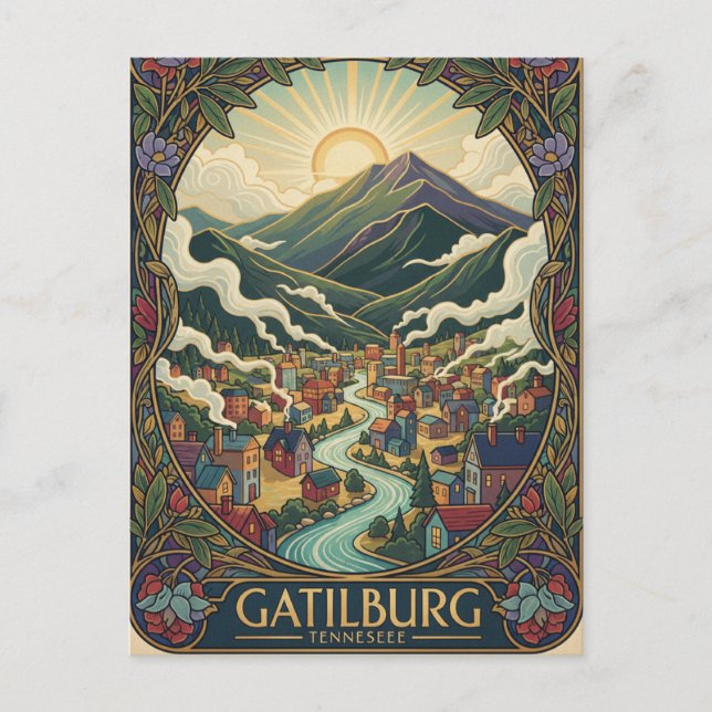 Gatlinburg Tennessee Illustration Vintage design Postcard (Front)