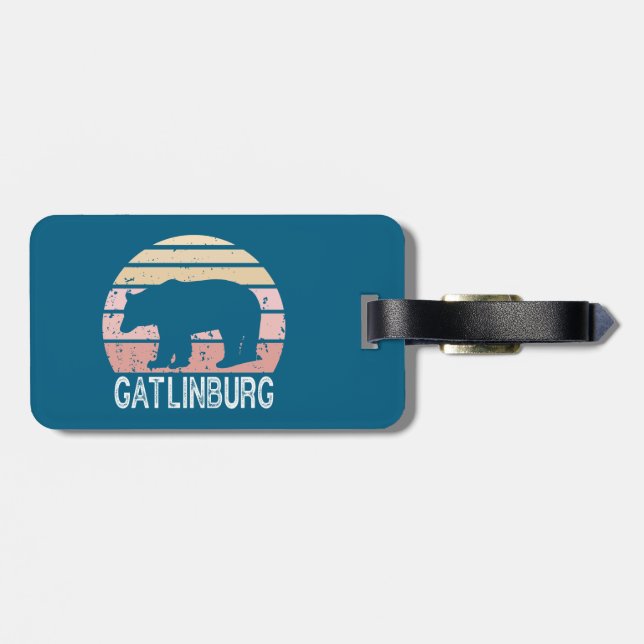 Gatlinburg Tennessee Retro Bear Luggage Tag (Back Horizontal)