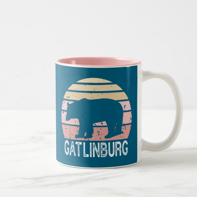 Gatlinburg Tennessee Retro Bear Two-Tone Coffee Mug (Right)