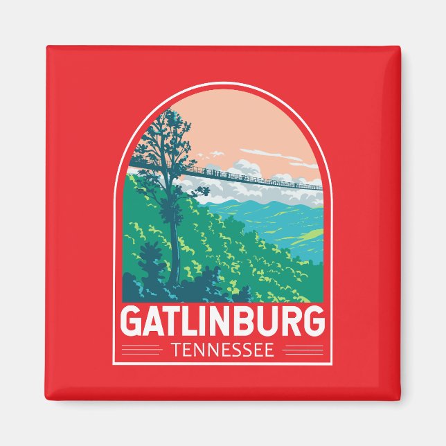 Gatlinburg Tennessee Travel Art Emblem Magnet (Front)