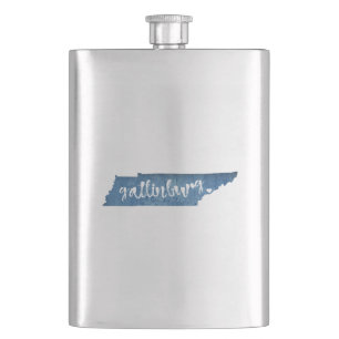 Gatlinburg Tennessee Wood Grain Hip Flask