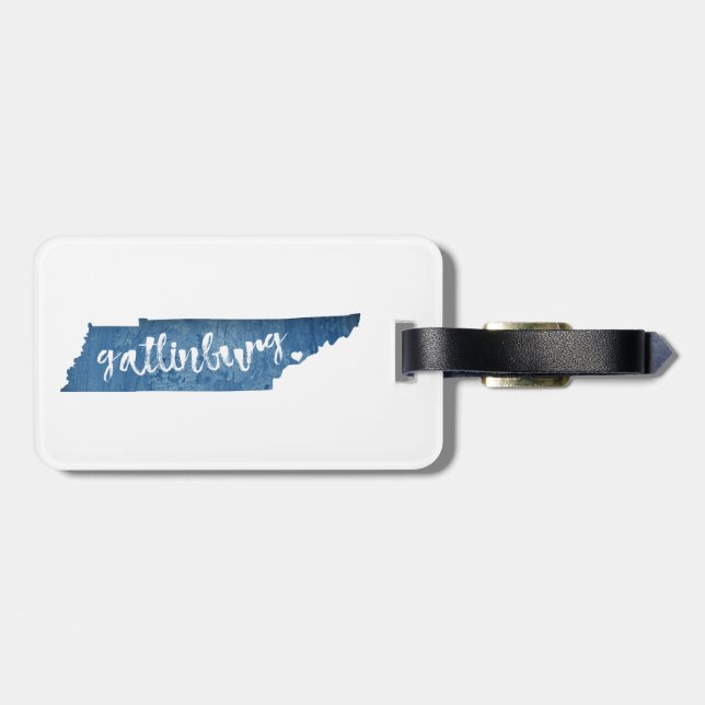 Gatlinburg Tennessee Wood Grain Luggage Tag (Back Horizontal)