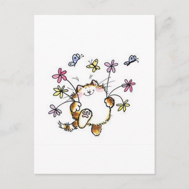 Gato com flores postcard (Front)