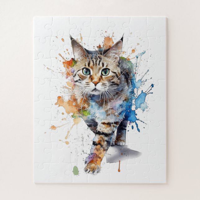 Gato en movimiento: belleza y gracia jigsaw puzzle (Vertical)