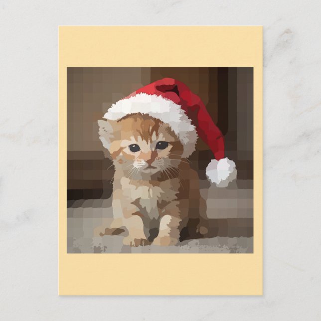 Gato fofo em noite de Natal. Holiday Postcard (Front)