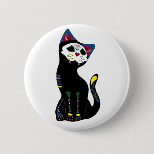'Gato Muerto' Dia De Los Muertos Cat 6 Cm Round Badge