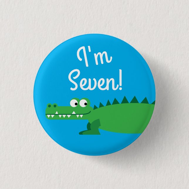 Gator Alligator Crocodile Kids 1st Birthday Party 3 Cm Round Badge (Front)