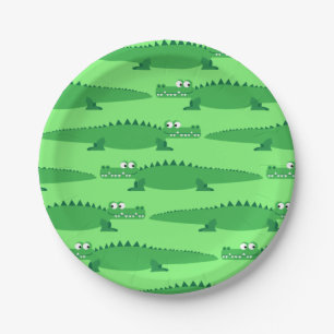 Gator Alligator Crocodile Kids 1st Birthday Party Paper Plate