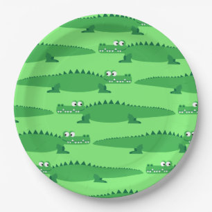 Gator Alligator Crocodile Kids 1st Birthday Party Paper Plate