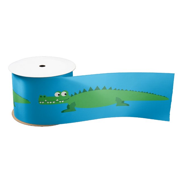 Gator Alligator Crocodile Kids 1st Birthday Party Satin Ribbon (Spool)
