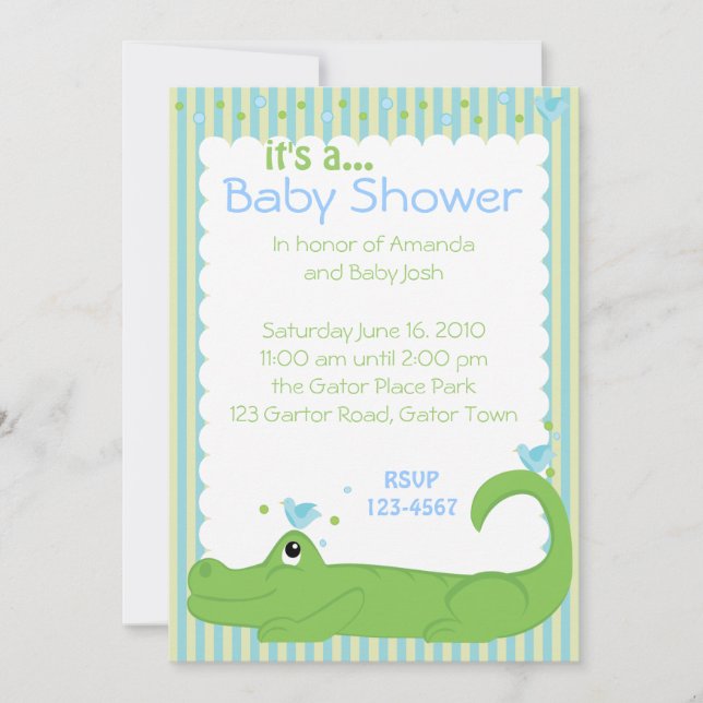 Gator and Blue Birds Invitation (Front)