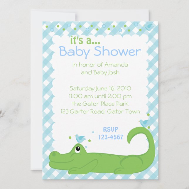 Gator and Blue Birds Invitation (Front)