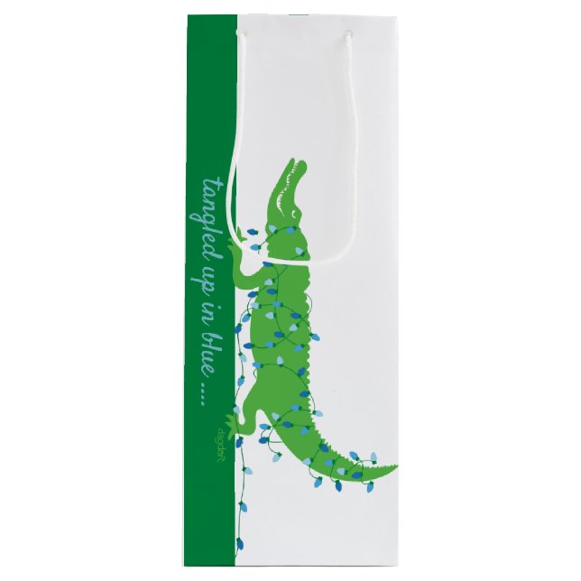 Gator Blues Glossy Wine Bottle Gift Bag (Front)
