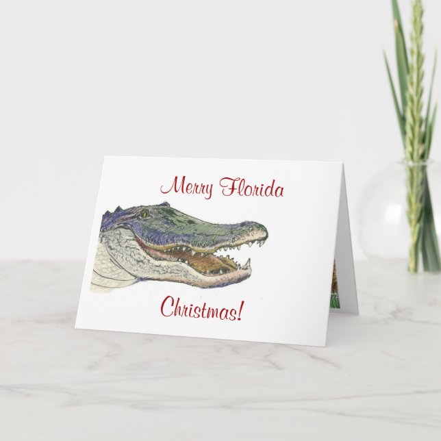 Gator Christmas Greetings Holiday Card (Front)