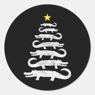 Gator Christmas Tree Wild Alligator Xmas Funny A  Classic Round Sticker